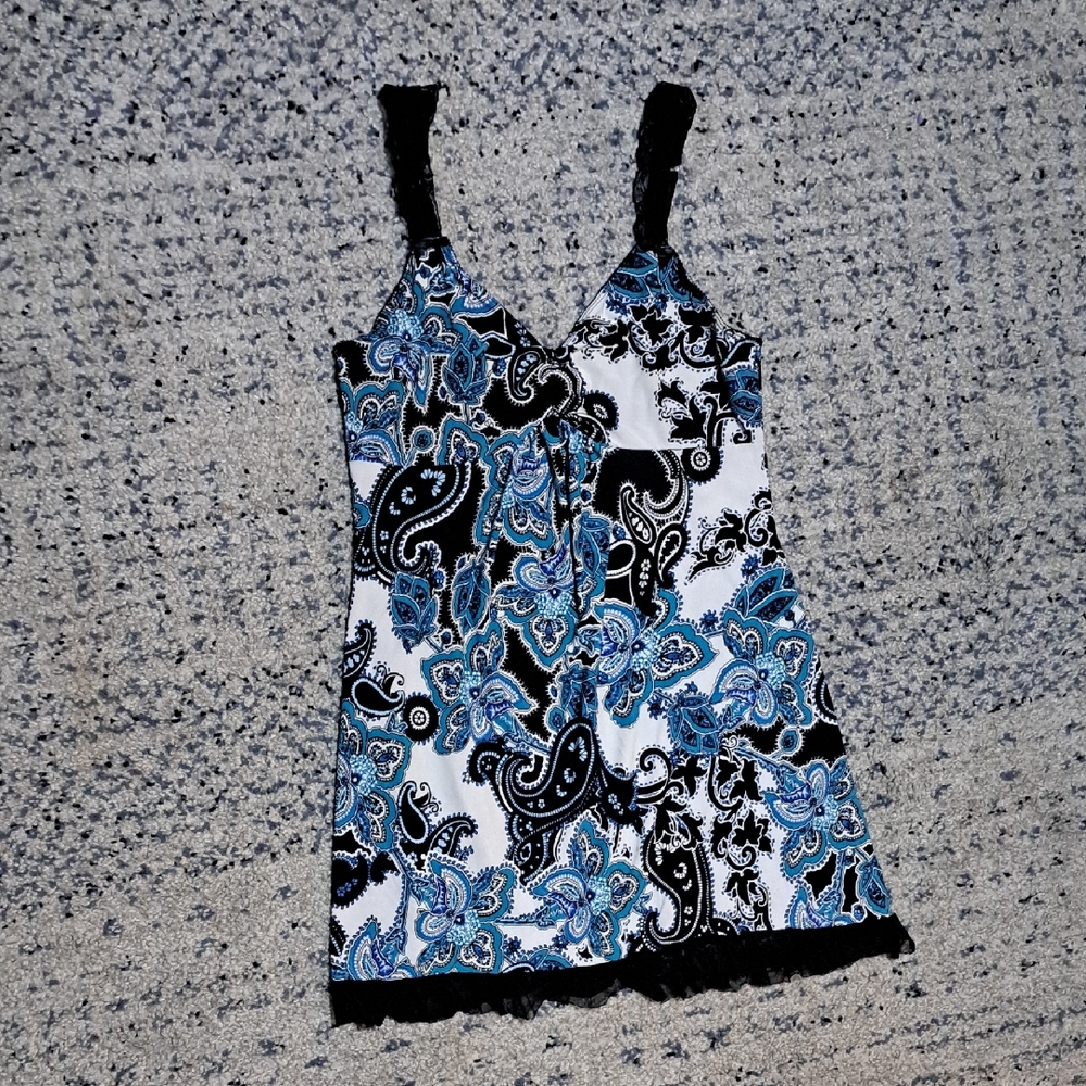 Linea Donatella Blue and Black Paisley Chemise